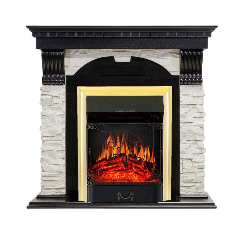 Фото Каминокомплект Dublin - Венге / Сланец белый с очагом Majestic FX Brass Угловые каминокомплекты ROYAL FLAME heatsystems.ru