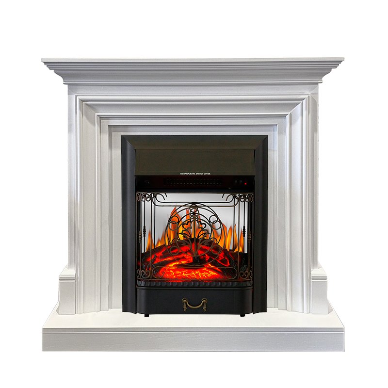 ФОТО Каминокомплект Bradford - Белый с очагом Majestic FX M Black heatsystems.ru