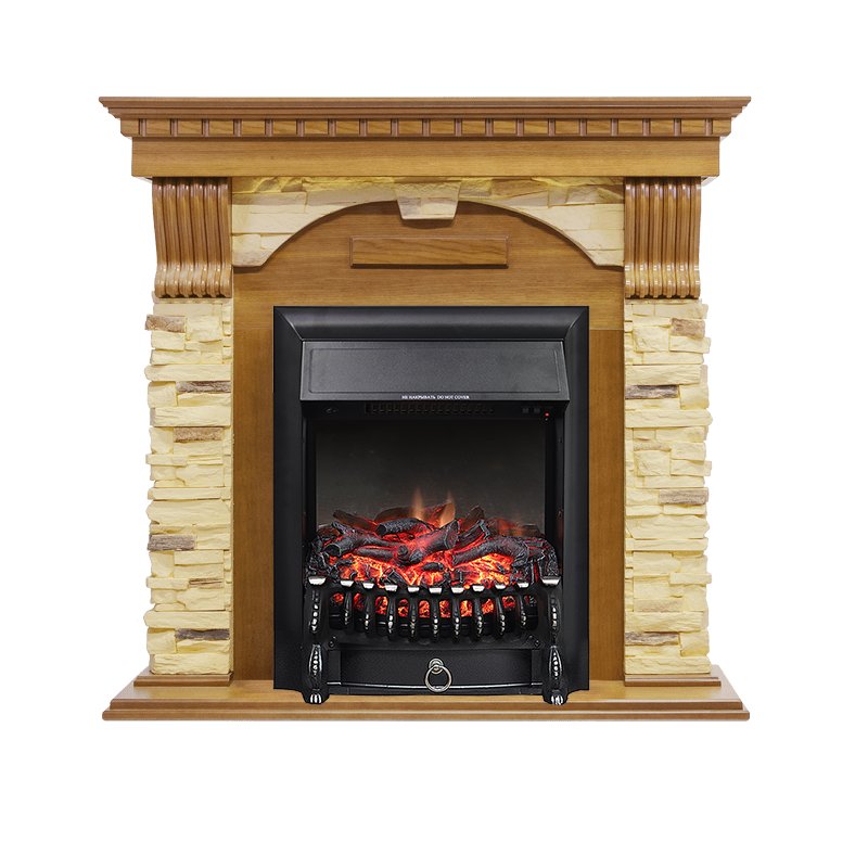 Фото Каминокомплект Dublin -  Дуб / Сланец с очагом Fobos FX Black Угловые каминокомплекты ROYAL FLAME heatsystems.ru