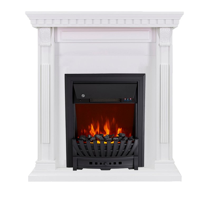 ФОТО Каминокомплект Orlean - Белый с очагом Aspen Black heatsystems.ru