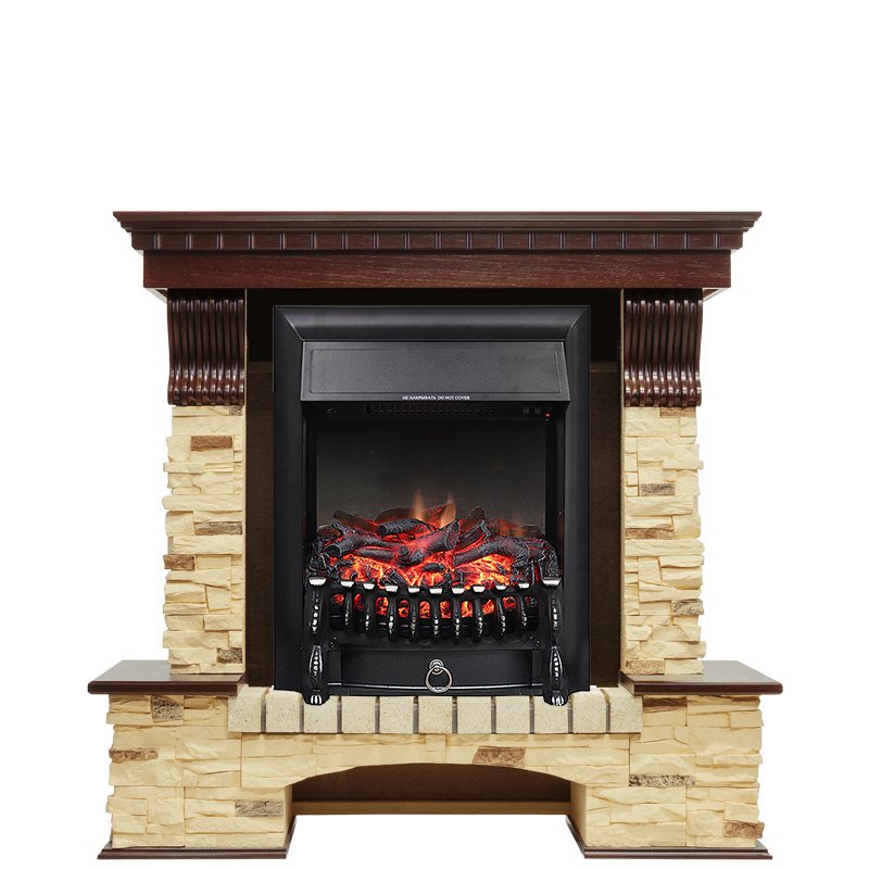 Изображение ROYAL FLAME heatsystems.ru Фото Каминокомплект Pierre Luxe - Темный дуб / Сланец с очагом Fobos FX Black Угловые каминокомплекты ROYAL FLAME heatsystems.ru
