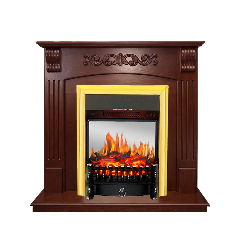 Фото Каминокомплект Sorrento угловой - Орех с очагом Fobos FX M Brass Угловые каминокомплекты ROYAL FLAME heatsystems.ru