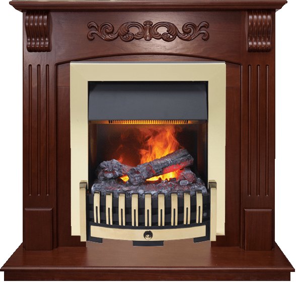 Фото Каминокомплект Sorrento угловой - Орех с очагом Danville Brass FB2 Угловые каминокомплекты DIMPLEX heatsystems.ru