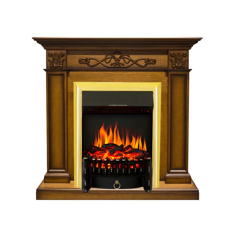 ФОТО Каминокомплект Verona - Дуб антик с очагом Fobos FX Brass heatsystems.ru