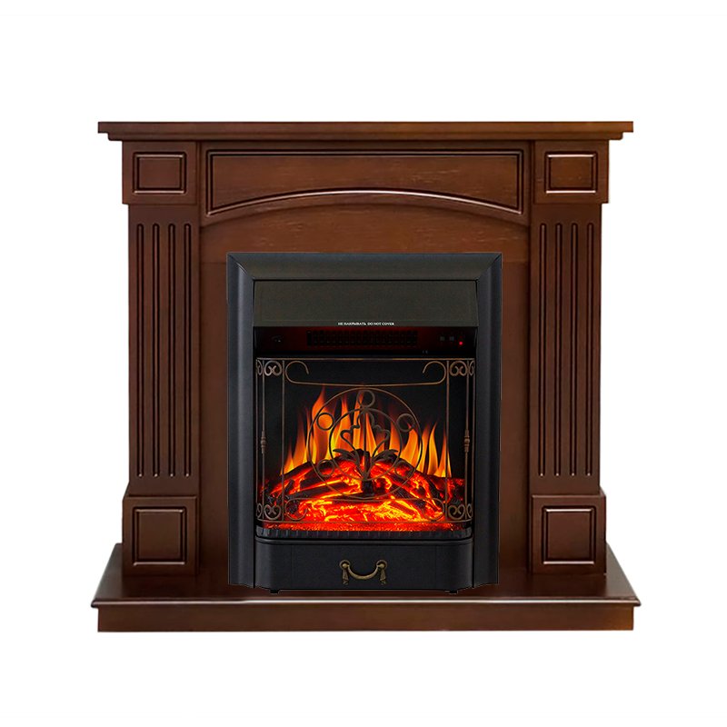 ФОТО Каминокомплект Boston - Темный дуб (Высота 925см) с очагом Majestic FX Black heatsystems.ru