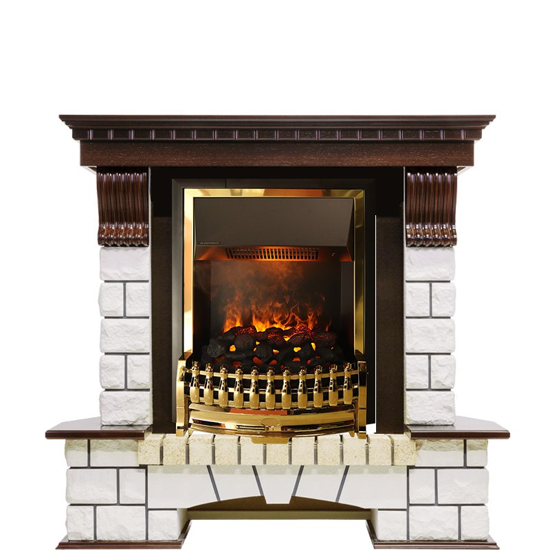 Фото Каминокомплект Pierre Luxe угловой - Темный дуб / Белый (Высота 1050мм) с очагом Atherton Угловые каминокомплекты DIMPLEX heatsystems.ru