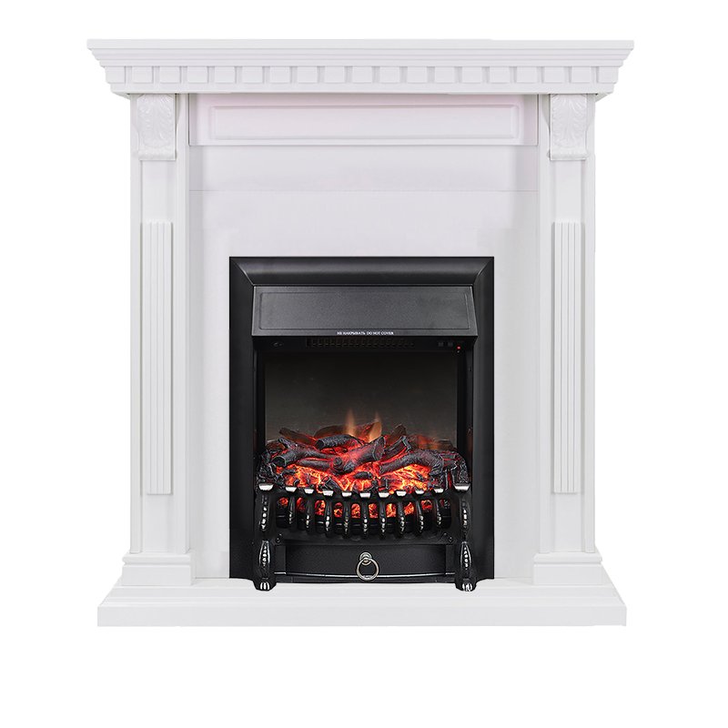 ФОТО Каминокомплект Orlean - Белый с очагом Fobos FX Black heatsystems.ru