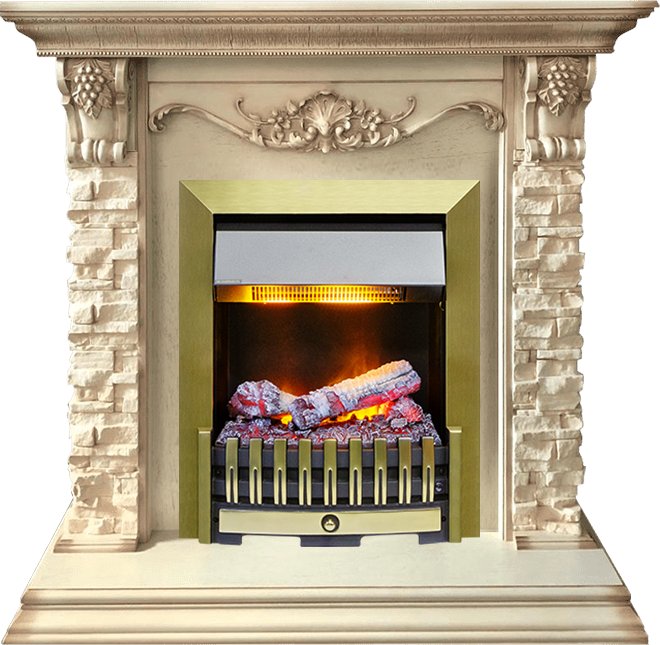 Фото Каминокомплект Adriana - Cлоновая кость с очагом Danville Antique Brass FB2 Каминокомплекты из камня DIMPLEX heatsystems.ru