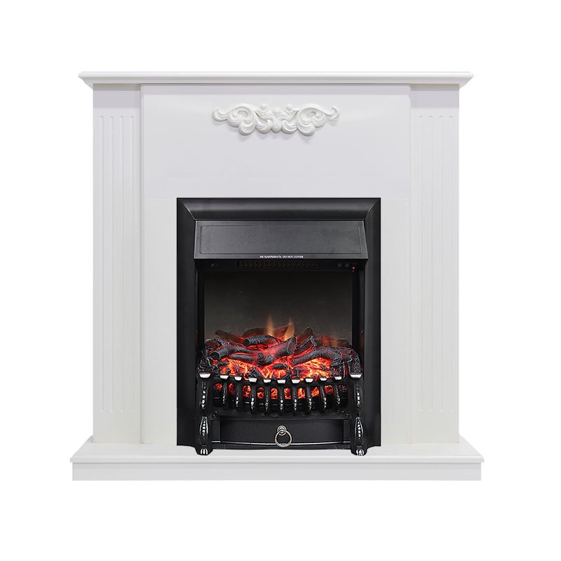 ФОТО Каминокомплект Lumsden - Белый дуб с очагом Fobos FX Black heatsystems.ru