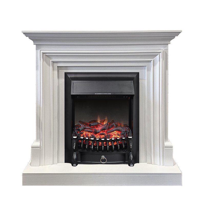 ФОТО Каминокомплект Bradford - Белый с очагом Fobos FX Black heatsystems.ru