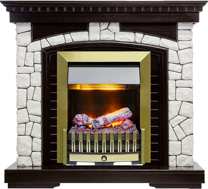 Фото Каминокомплект Glasgow - Венге / Белый с очагом Danville Antique Brass FB2 Каминокомплекты из камня DIMPLEX heatsystems.ru