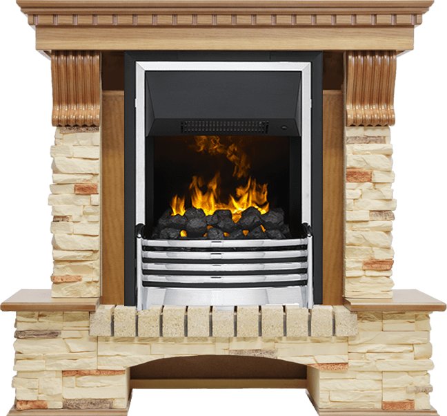 Фото Каминокомплект Pierre Luxe - Дуб / Сланец с очагом Flagstaff Каминокомплекты из камня DIMPLEX heatsystems.ru