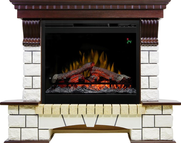 Фото Каминокомплект Pierre Luxe угловой - Темный дуб / Белый с очагом Symphony 26'' DF2624-L Угловые каминокомплекты DIMPLEX heatsystems.ru