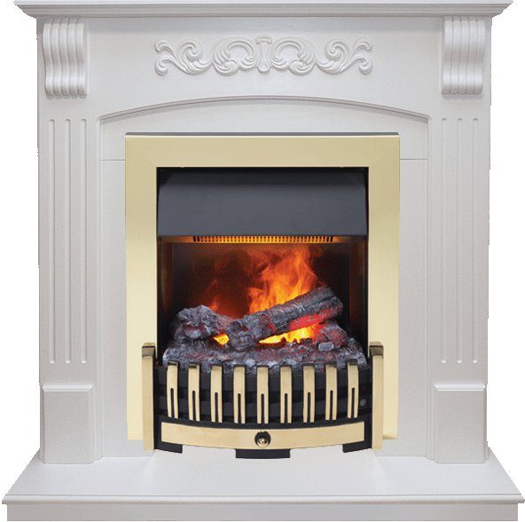 Фото Каминокомплект Sorrento угловой - Белый дуб с очагом Danville Brass FB2 Угловые каминокомплекты DIMPLEX heatsystems.ru