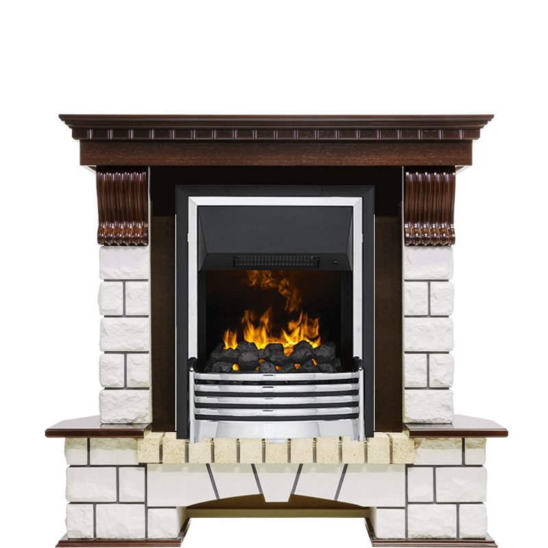 Фото Каминокомплект Pierre Luxe угловой - Темный дуб / Белый (Высота 1050мм) с очагом Flagstaff Угловые каминокомплекты DIMPLEX heatsystems.ru