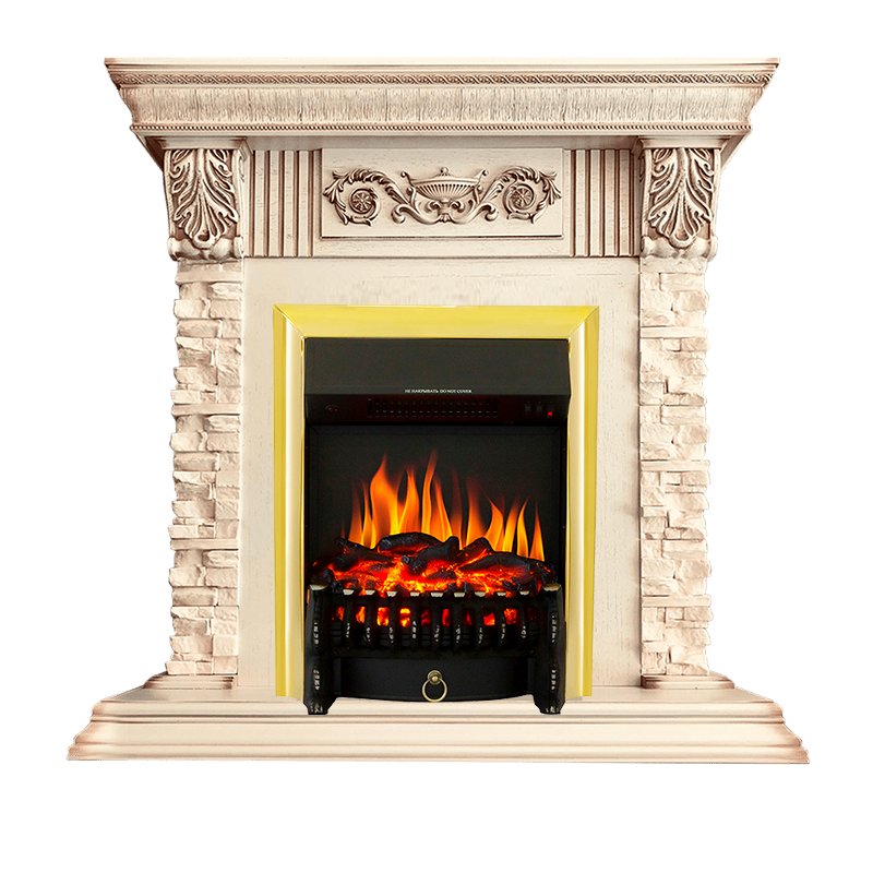 Изображение ROYAL FLAME heatsystems.ru Фото Каминокомплект Luxemburg (каменный) - Сланец/Cлоновая кость с патиной с очагом Fobos FX Brass Каминокомплекты из камня ROYAL FLAME heatsystems.ru