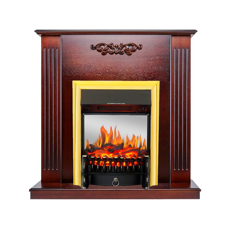 ФОТО Каминокомплект Lumsden - Махагон коричневый антик с очагом Fobos FX M Brass heatsystems.ru
