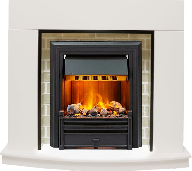 Фото Каминокомплект Montana - Белый с очагом Brookline Black Деревянные каминокомплекты DIMPLEX heatsystems.ru
