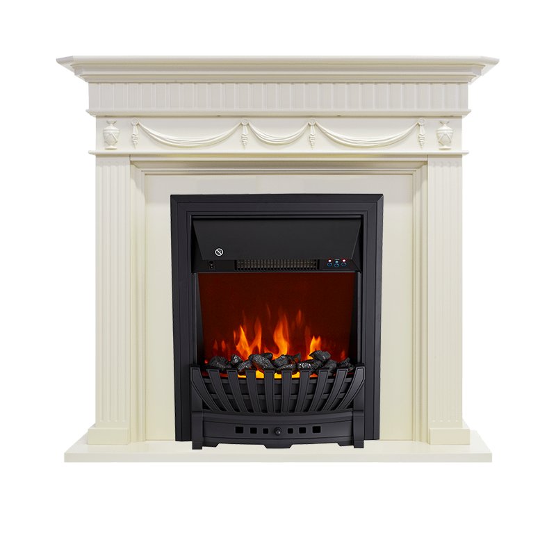 ФОТО Каминокомплект Corfu - Слоновая кость с очагом Aspen Black heatsystems.ru