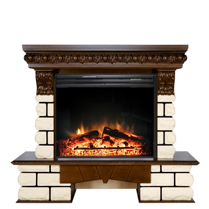 Фото Каминокомплект Pierre Luxe LORD - Темный дуб / Белый с очагом Jupiter FX New Угловые каминокомплекты ROYAL FLAME heatsystems.ru