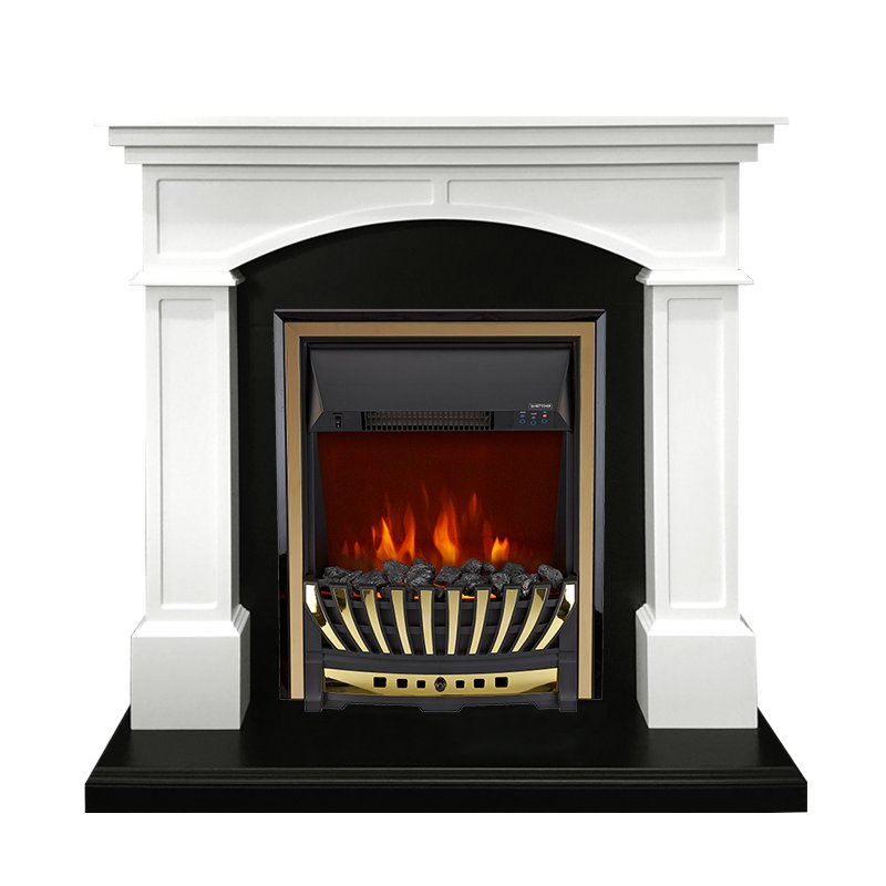ФОТО Каминокомплект Langford - Белый с черным с очагом Aspen Gold heatsystems.ru