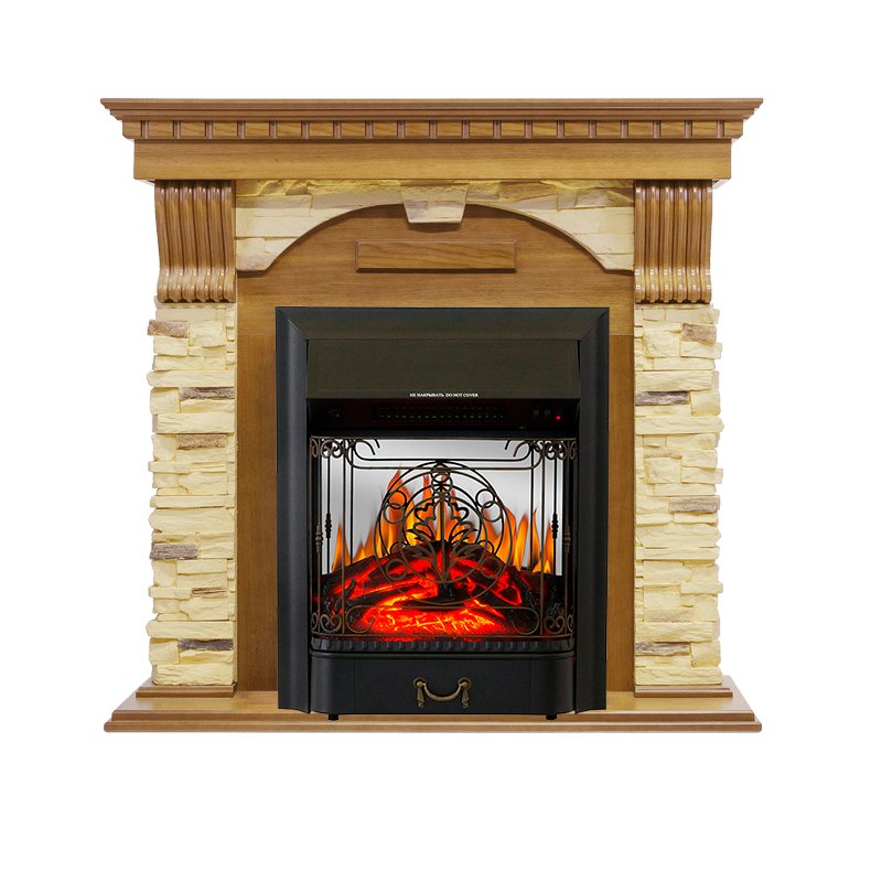 Фото Каминокомплект Dublin -  Дуб / Сланец с очагом Majestic FX M Black Угловые каминокомплекты ROYAL FLAME heatsystems.ru