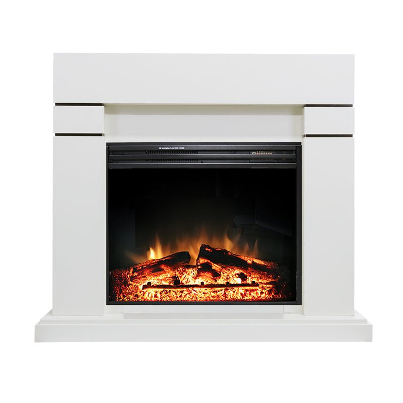 ФОТО Каминокомплект Lindos - Белый с очагом Jupiter FX New heatsystems.ru