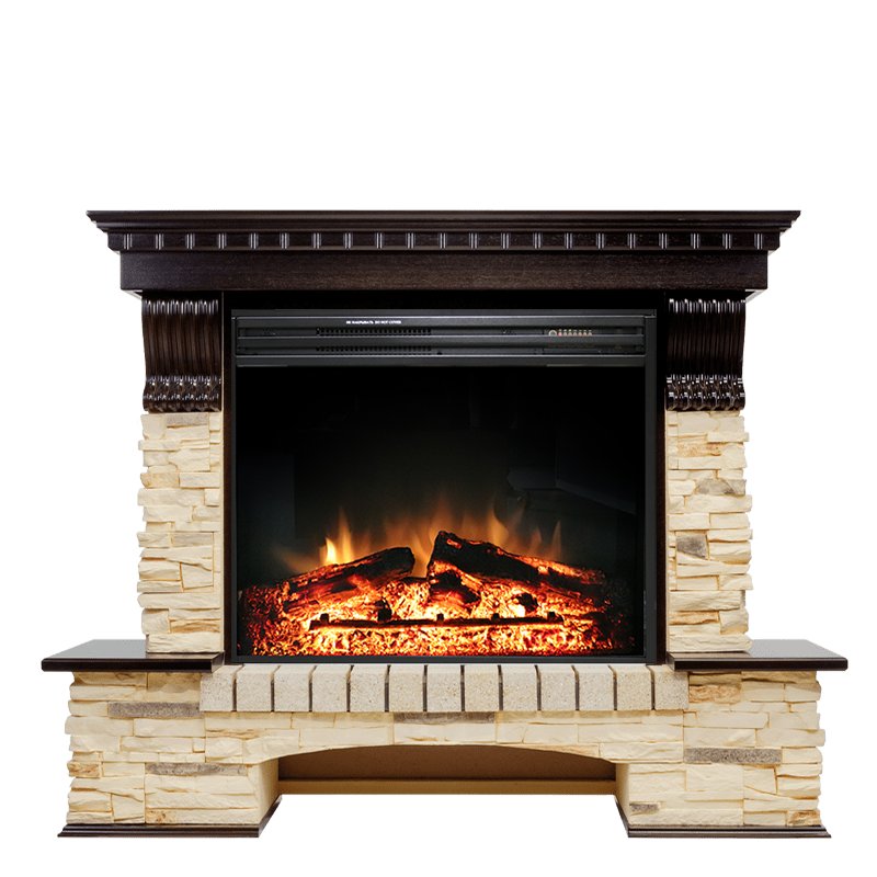 Фото Каминокомплект Pierre Luxe - Темный дуб / Сланец (Высота 1040 мм) с очагом Jupiter FX New Угловые каминокомплекты ROYAL FLAME heatsystems.ru