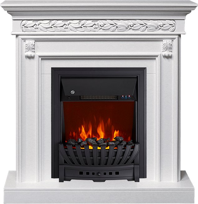 Фото Каминокомплект Valletta - Белый (Ширина 1040 мм) с очагом Aspen Black Линейные очаги ROYAL FLAME heatsystems.ru