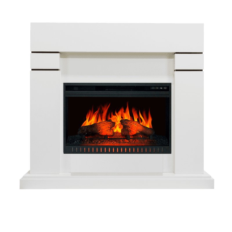 ФОТО Каминокомплект Lindos - Белый (Высота 915 мм) с очагом Vision 26 EF LED FX heatsystems.ru