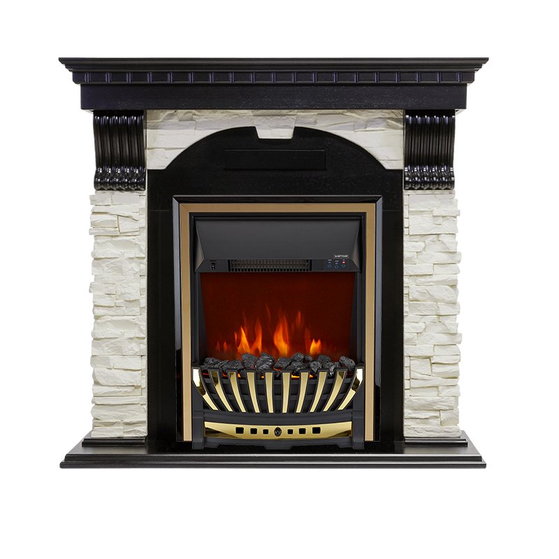 Фото Каминокомплект Dublin - Венге / Сланец белый с очагом Aspen Gold Угловые каминокомплекты ROYAL FLAME heatsystems.ru