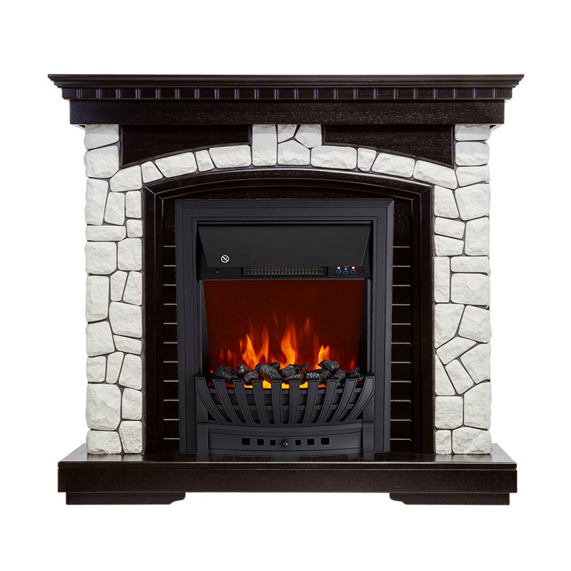 Фото Каминокомплект Glasgow - Венге / Белый с очагом Aspen Black Каминокомплекты из камня ROYAL FLAME heatsystems.ru