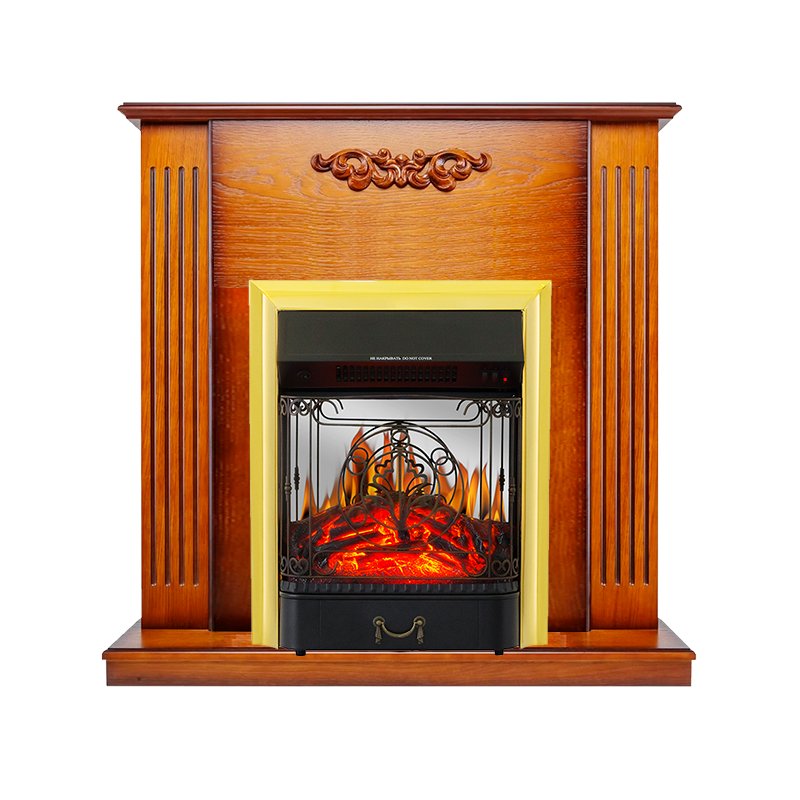 ФОТО Каминокомплект Lumsden - Дуб антик с очагом Majestic FX M Brass heatsystems.ru