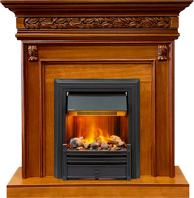 Фото Каминокомплект Valletta - Орех с очагом Brookline Black Деревянные каминокомплекты DIMPLEX heatsystems.ru