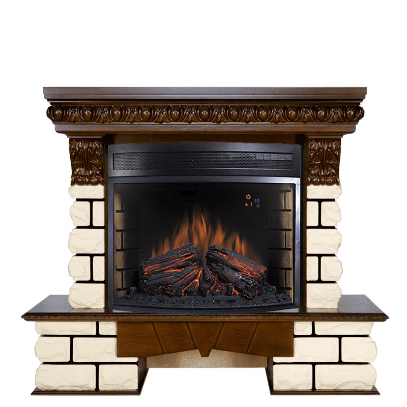 Фото Каминокомплект Pierre Luxe LORD - Темный дуб / Белый с очагом Dioramic 28 LED FX Угловые каминокомплекты ROYAL FLAME heatsystems.ru