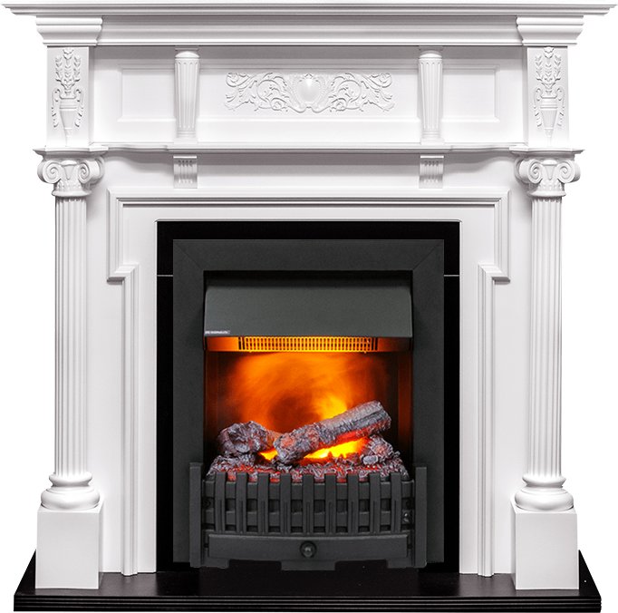 Фото Каминокомплект Oxford - Белый с очагом Danville Black FB2 Линейные очаги ROYAL FLAME heatsystems.ru