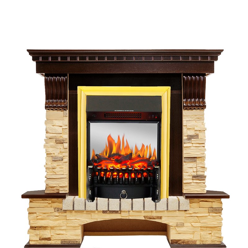 Фото Каминокомплект Pierre Luxe угловой - Темный дуб / Сланец с очагом Fobos FX M Brass Угловые каминокомплекты ROYAL FLAME heatsystems.ru