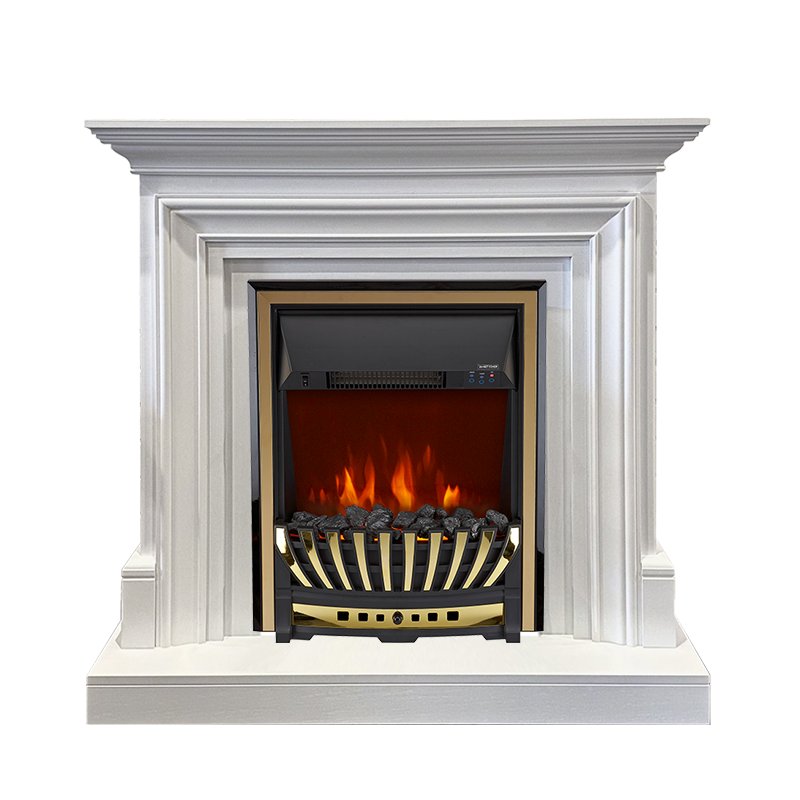 ФОТО Каминокомплект Bradford - Белый с очагом Aspen Gold heatsystems.ru