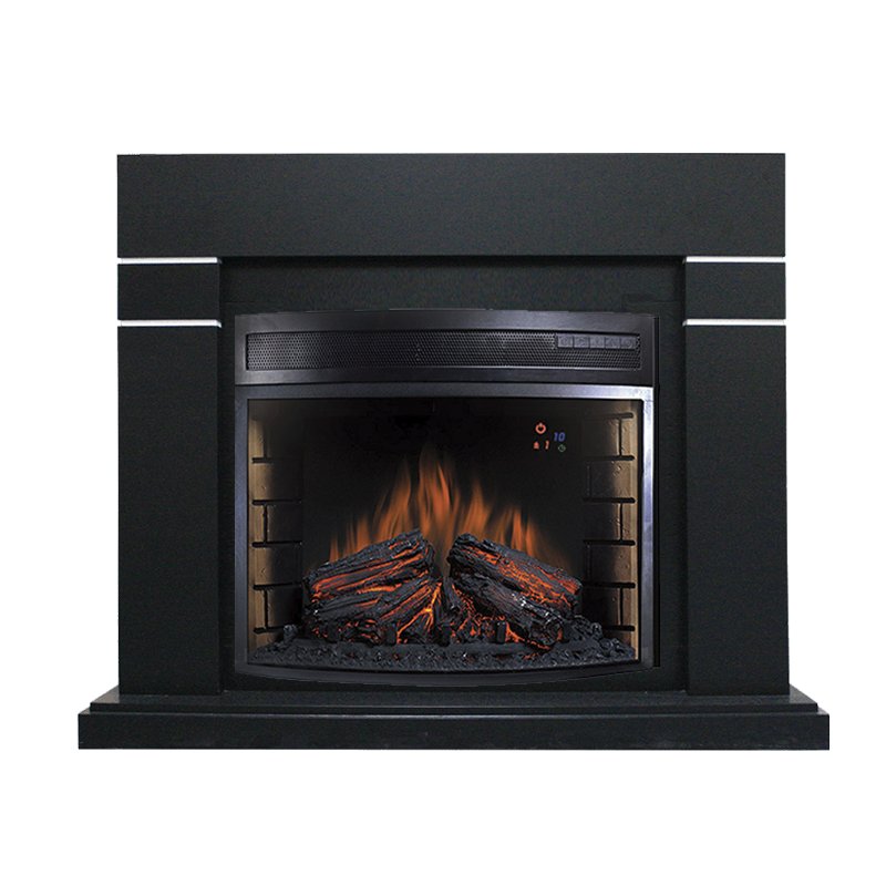 ФОТО Каминокомплект Lindos - Черный (Высота 985мм) с очагом Dioramic 28 LED FX heatsystems.ru