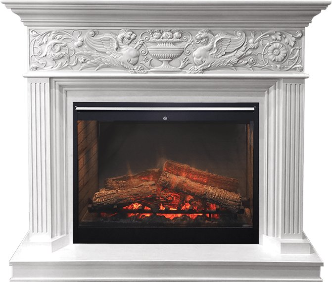 Фото Каминокомплект Palace - Белый с серебром с очагом Symphony 30'' DF3020-INT Деревянные каминокомплекты DIMPLEX heatsystems.ru