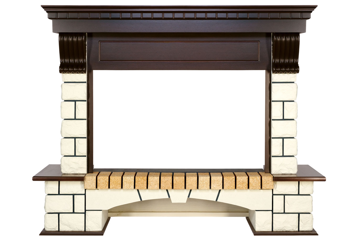 Изображение ROYAL FLAME heatsystems.ru Фото Портал Pierre Luxe - Темный дуб / Белый (Ширина 1380мм) Каменные порталы ROYAL FLAME heatsystems.ru