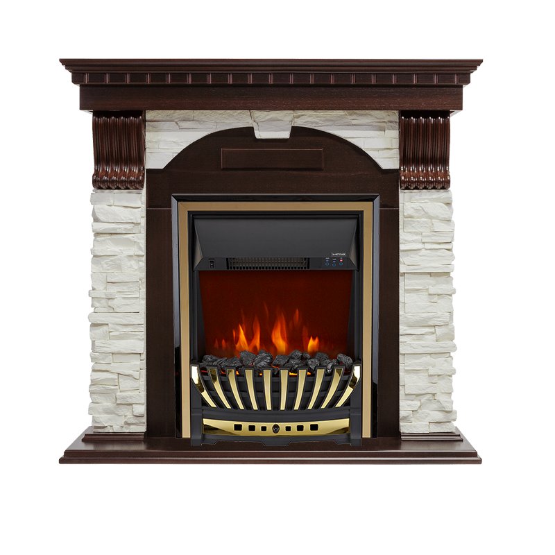 Фото Каминокомплект Dublin - Темный дуб / Сланец белый с очагом Aspen Gold Угловые каминокомплекты ROYAL FLAME heatsystems.ru