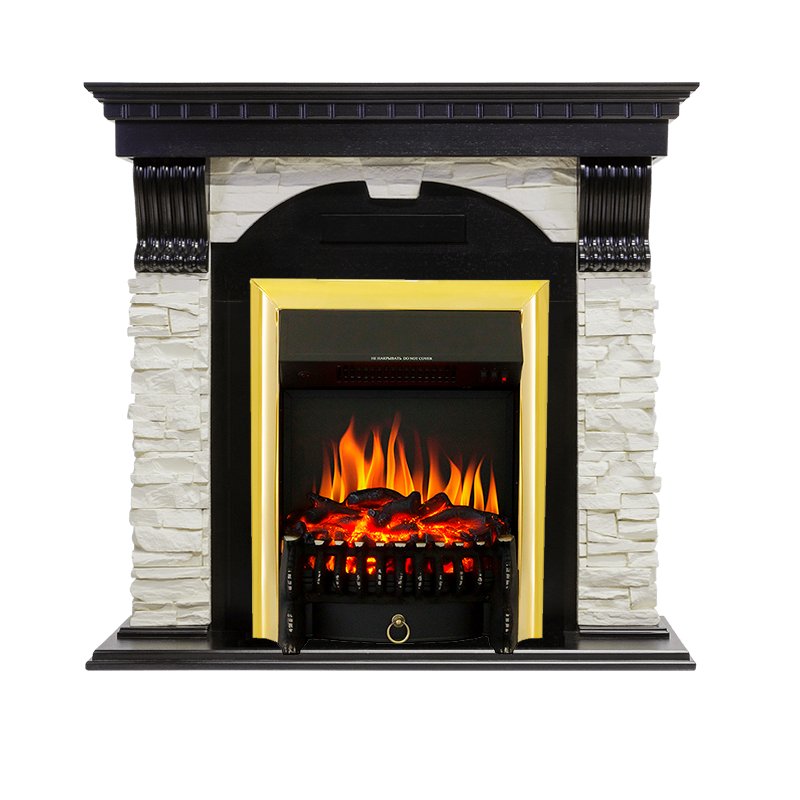 Изображение ROYAL FLAME heatsystems.ru Фото Каминокомплект Dublin - Венге / Сланец белый с очагом Fobos FX Brass Угловые каминокомплекты ROYAL FLAME heatsystems.ru