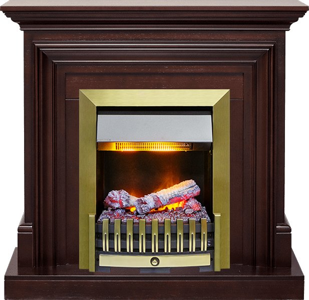 Фото Каминокомплект Bradford - Темный дуб с очагом Danville Antique Brass FB2 Линейные очаги ROYAL FLAME heatsystems.ru