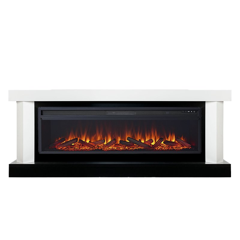 ФОТО Каминокомплект Vancouver 60 - Белый с черным с очагом Vision 60 LOG LED heatsystems.ru