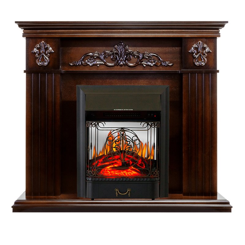 ФОТО Каминокомплект Provence - Коньяк с очагом Majestic FX M Black heatsystems.ru