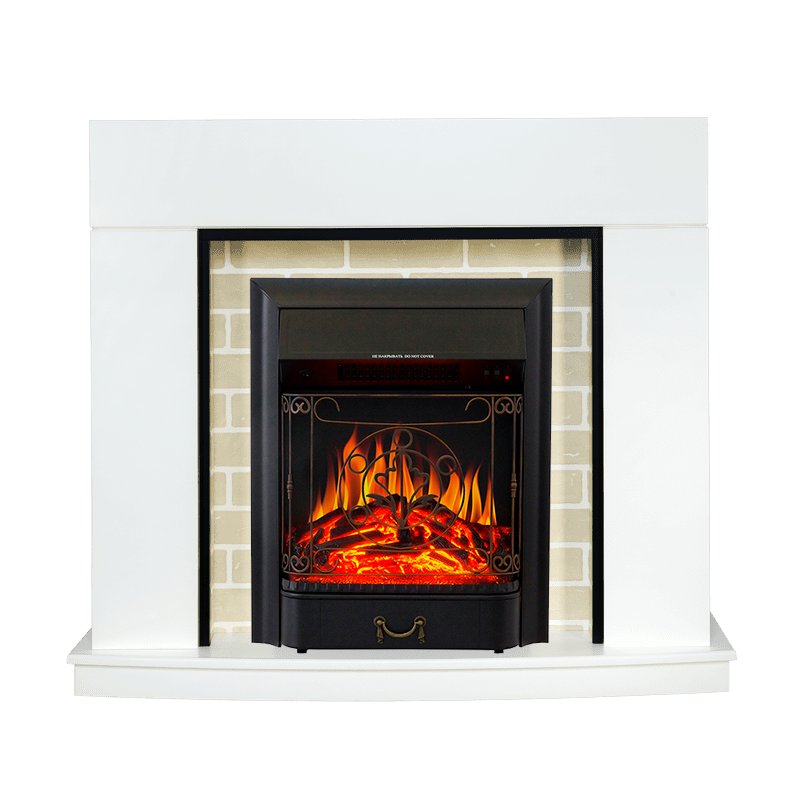 ФОТО Каминокомплект Montana - Белый с очагом Majestic FX Black heatsystems.ru