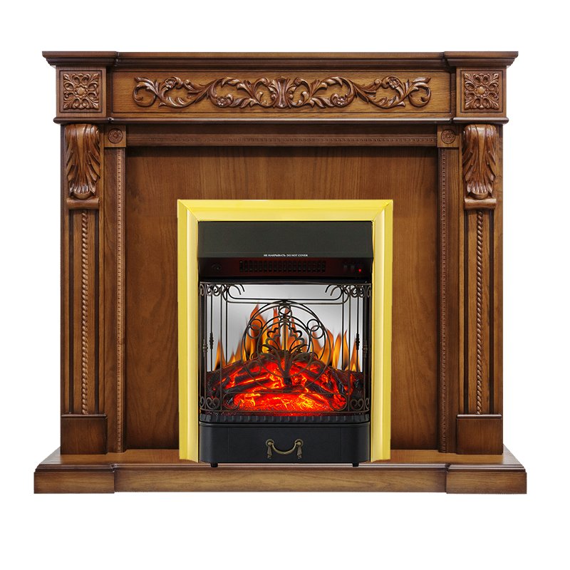 ФОТО Каминокомплект Neapol - Дуб антик с очагом Majestic FX M Brass heatsystems.ru