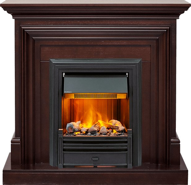 Фото Каминокомплект Bradford - Темный дуб с очагом Brookline Black Линейные очаги ROYAL FLAME heatsystems.ru