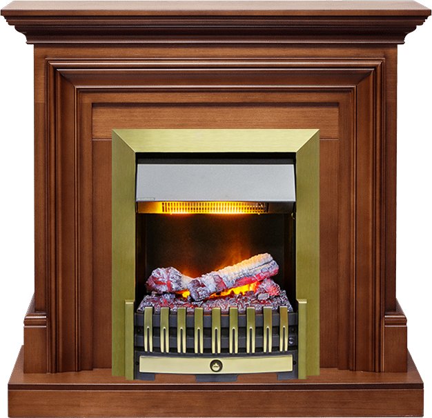 Фото Каминокомплект Bradford - Орех с очагом Danville Antique Brass FB2 Линейные очаги ROYAL FLAME heatsystems.ru